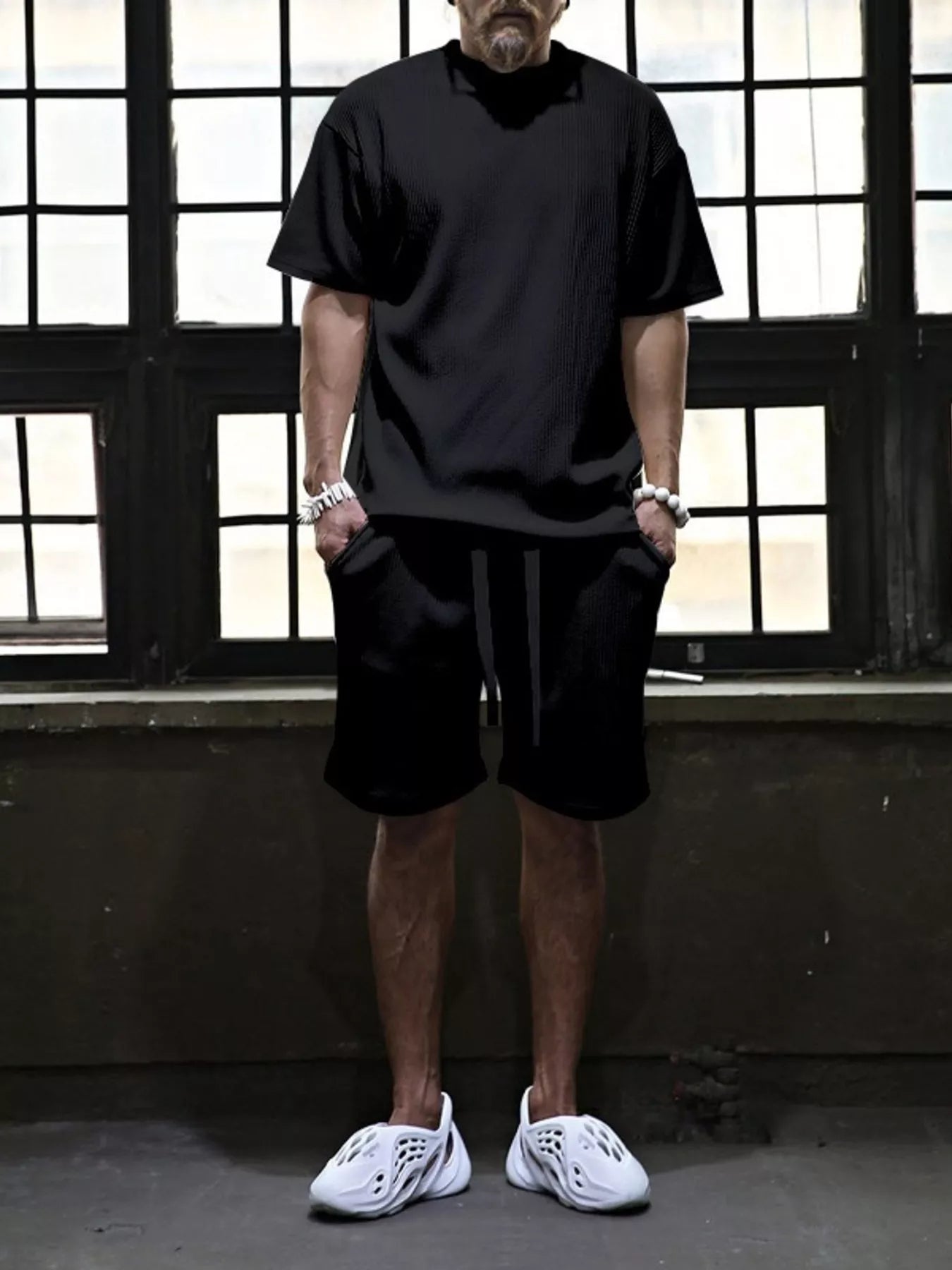 Men's Full Size Short Sleeve Top and Shorts Set Plus Size