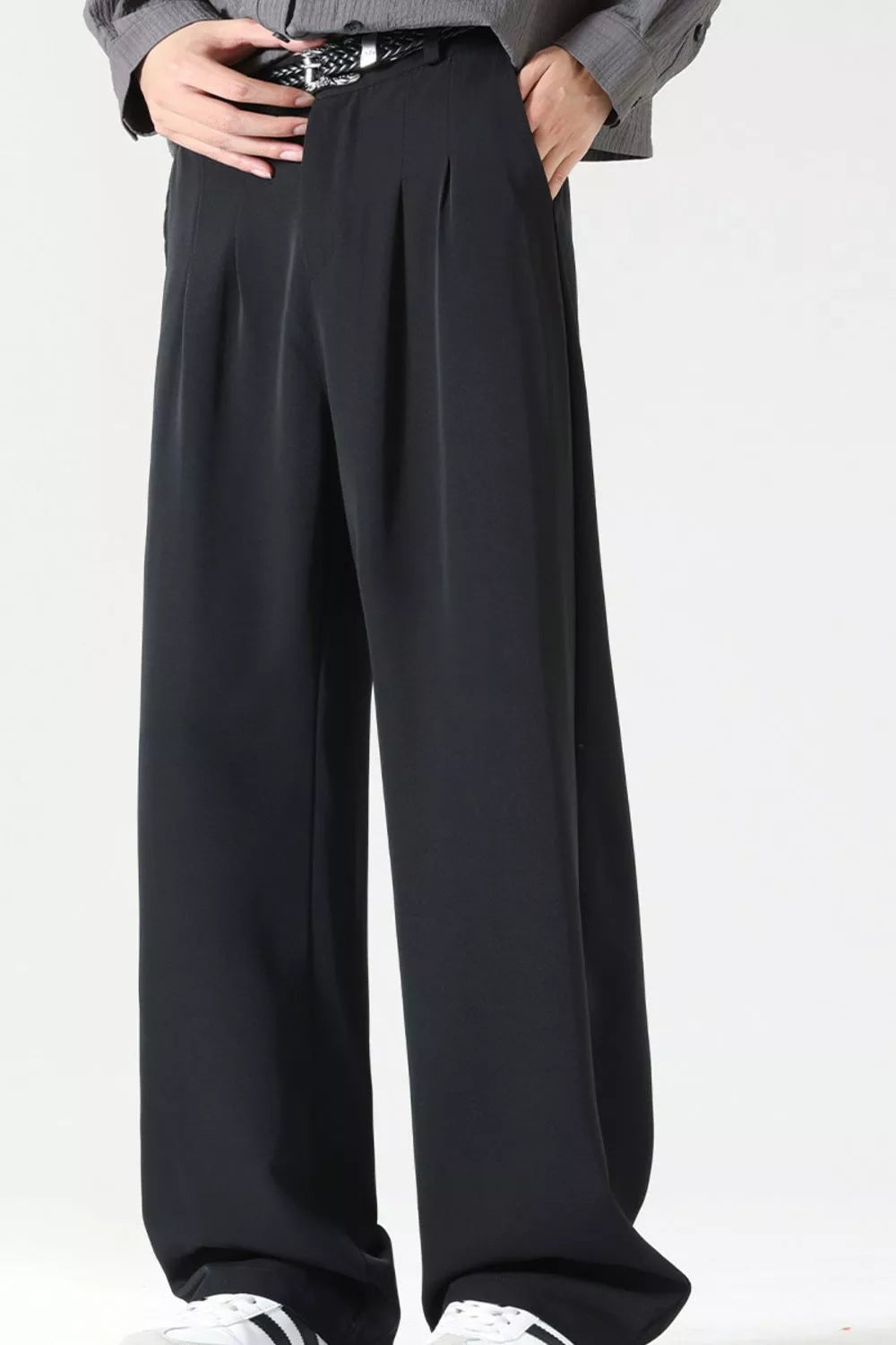 Men's Plus Size Wide Leg Pleated Dress Pants