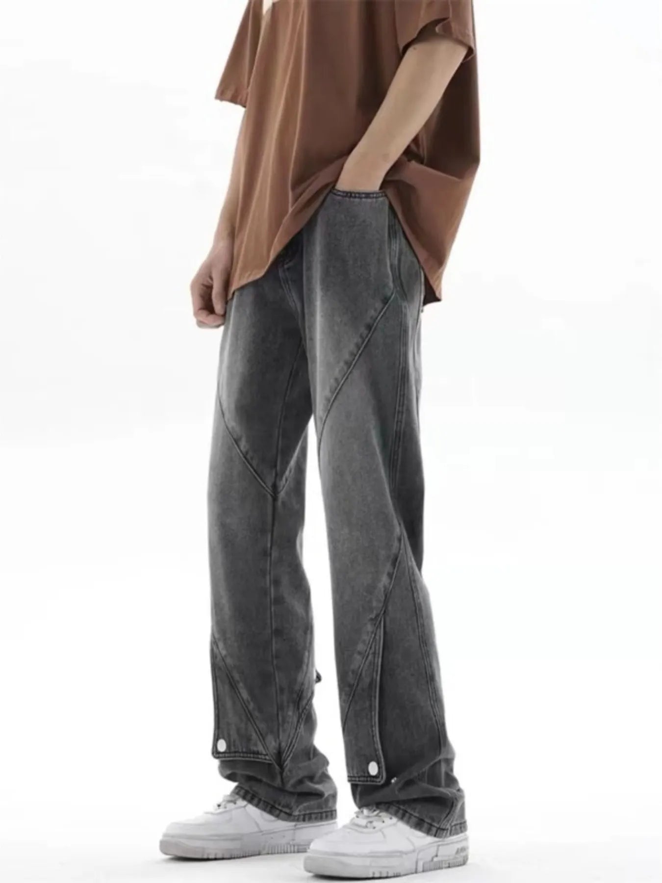 Men's Plus Size Wash Wide Leg Jeans