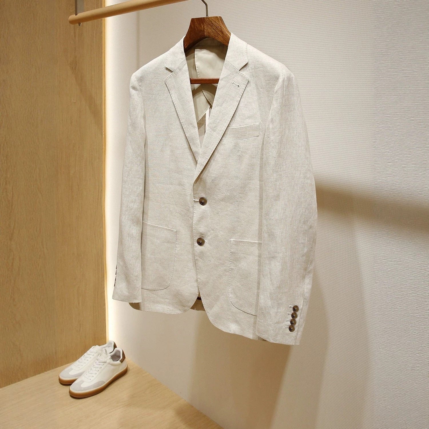 Plus-size Mens Linen Slim-fit Suit Set