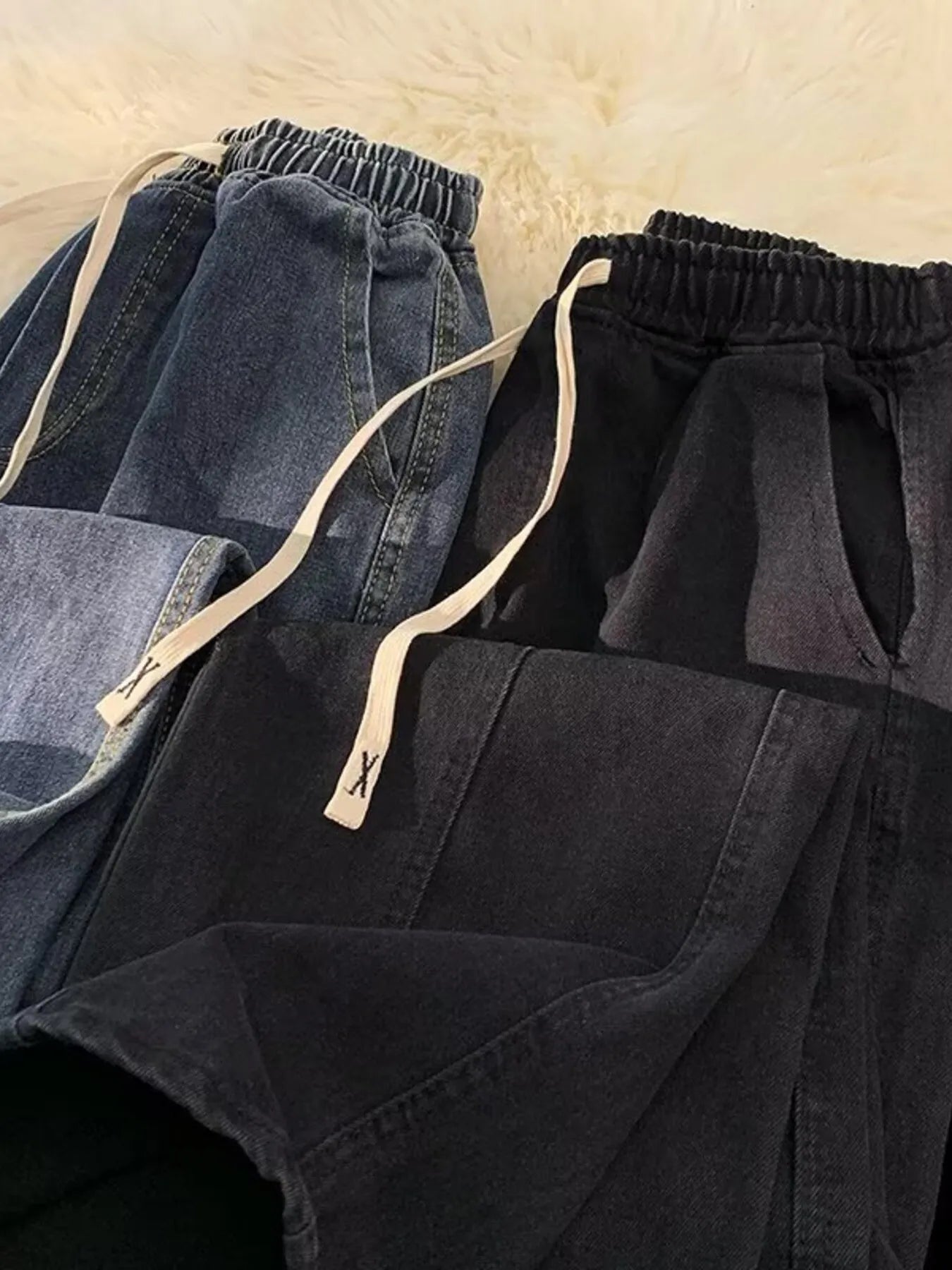 Men's Plus Size Elastic Waist Wide Leg Jeans