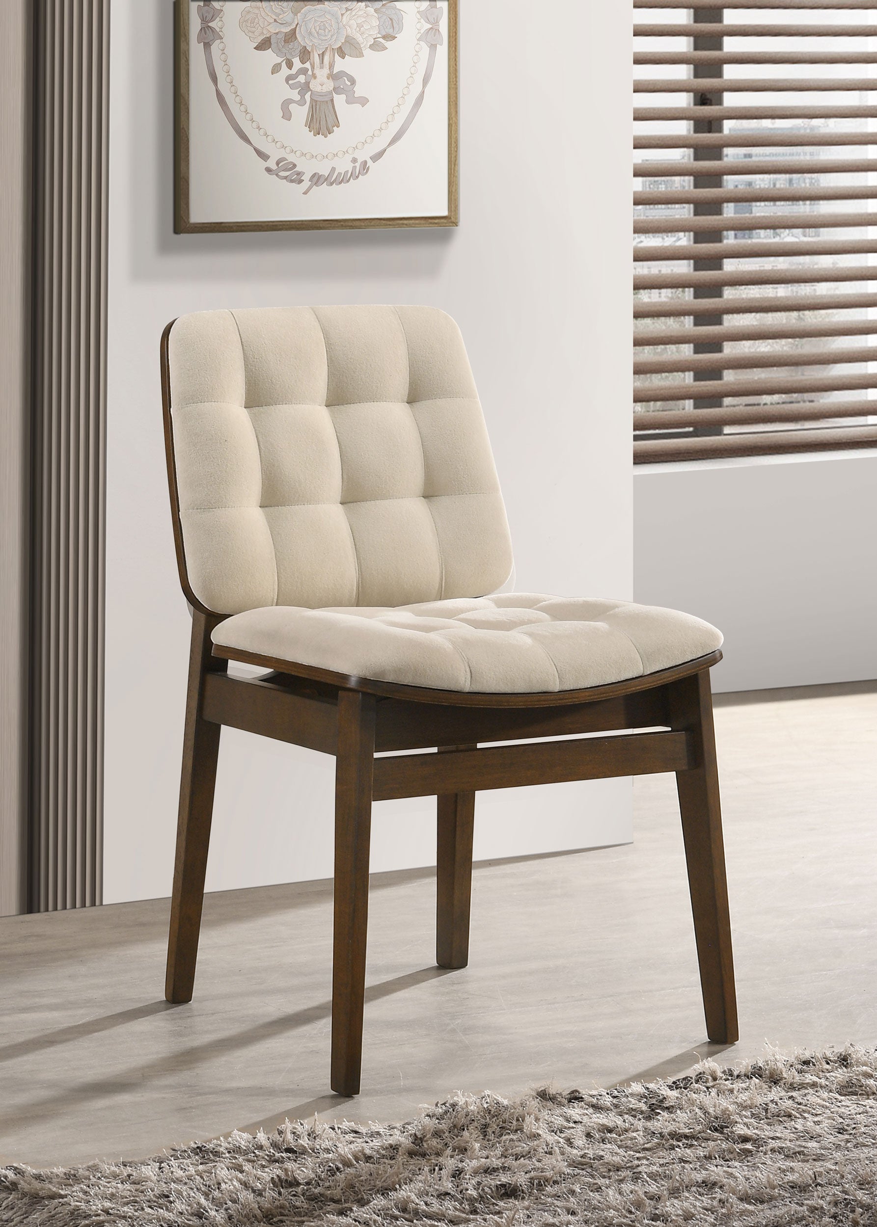 Redbridge Upholstered Side Chair Cream and Walnut (Set of 2)