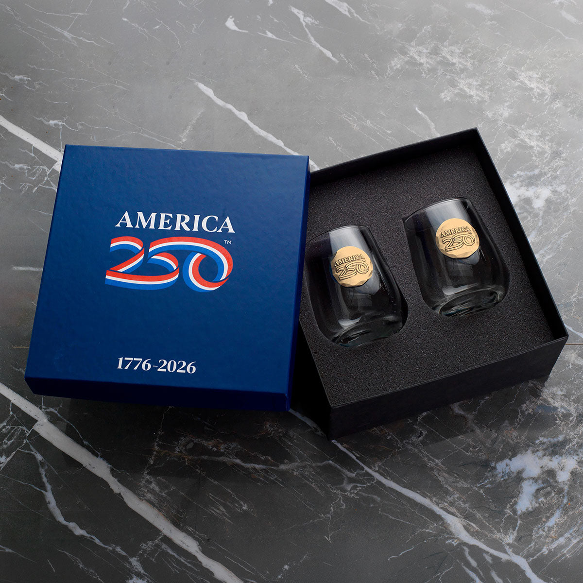 America250 2-Piece Wine Glass Commemorative Gift Set (Bronze)