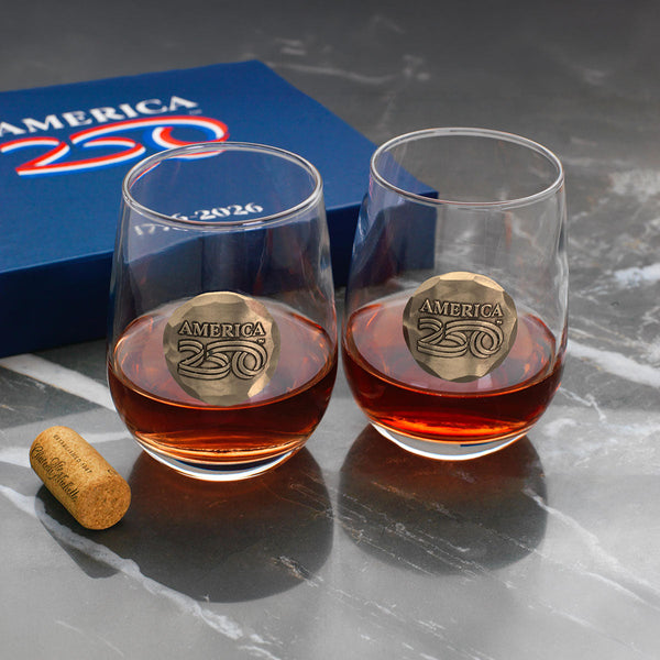 America250 2-Piece Wine Glass Commemorative Gift Set (Bronze)