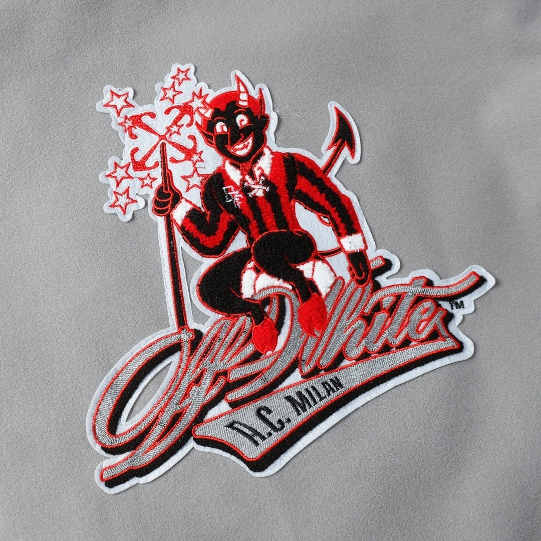 AC Milan Off-White Gray Varsity Wool Jacket