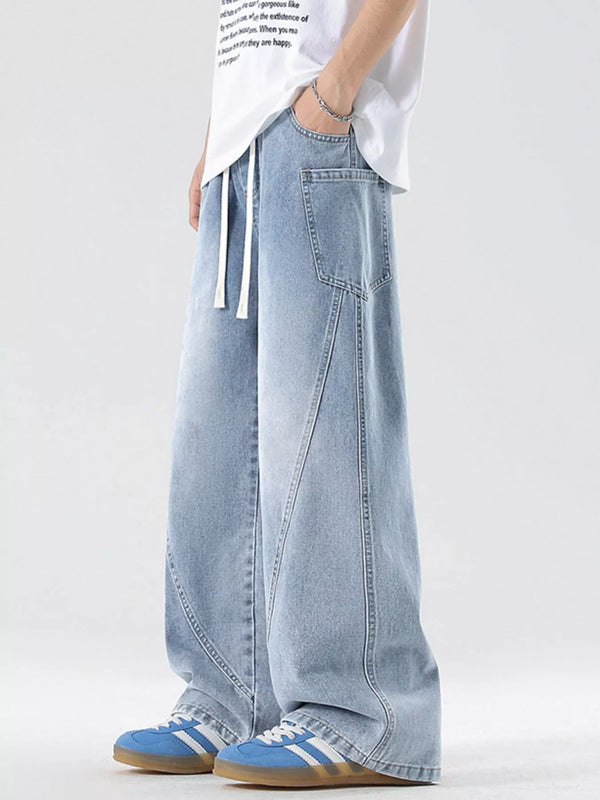 Men's Full Size Wide Leg Wash Denim Jeans Plus Size