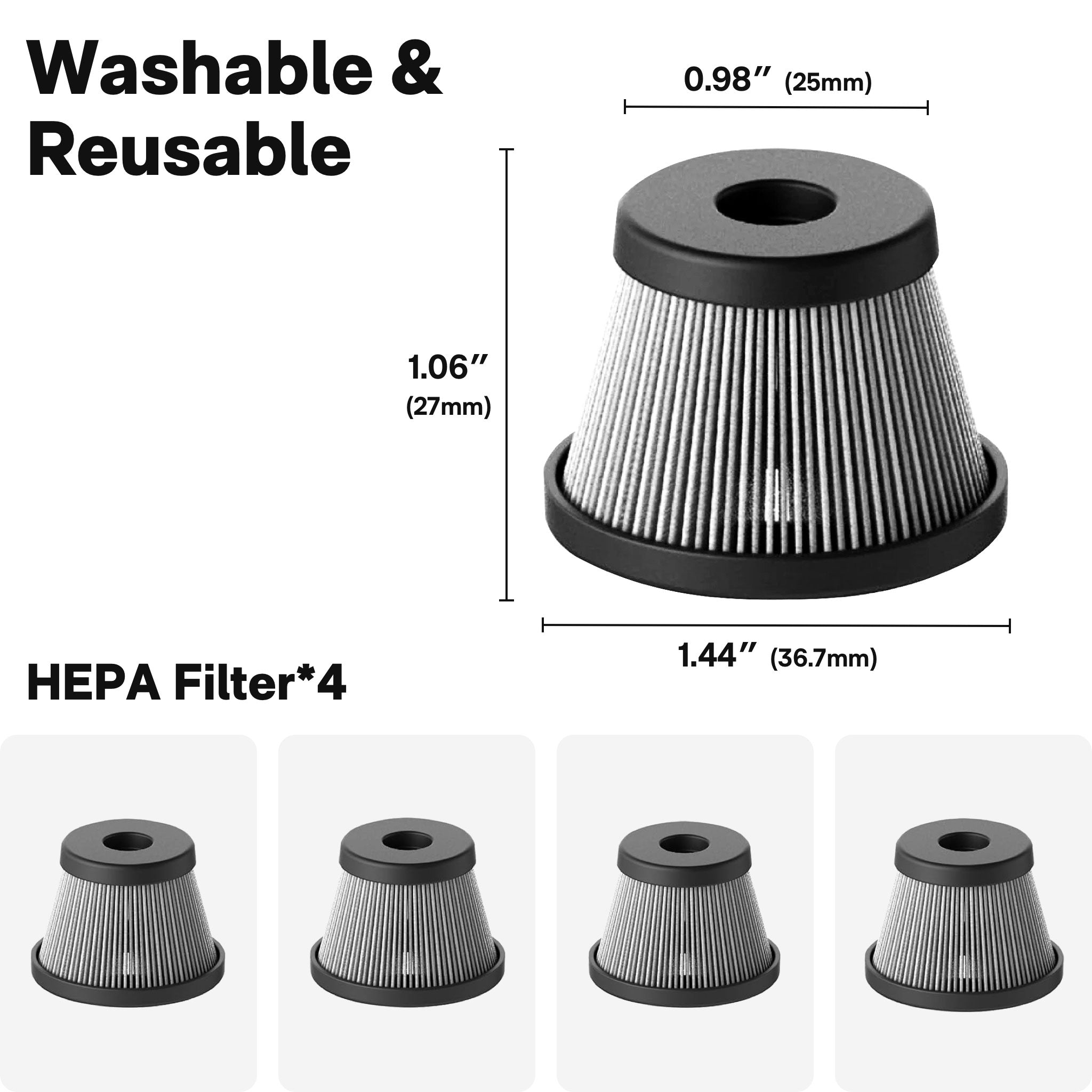 HOTO Compressed Air Capsule Replacement Filters (4-Pack)