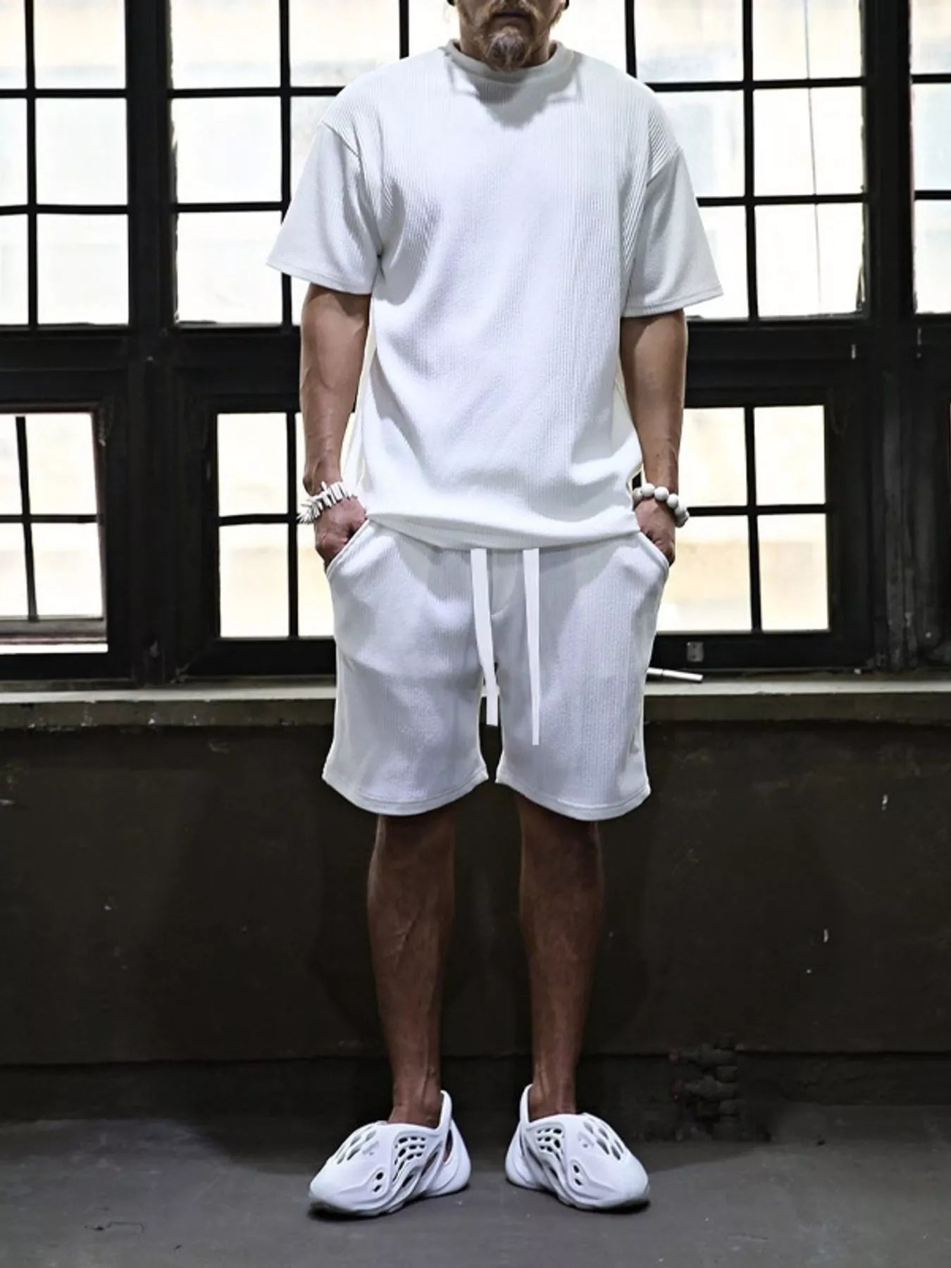 Men's Full Size Short Sleeve Top and Shorts Set Plus Size