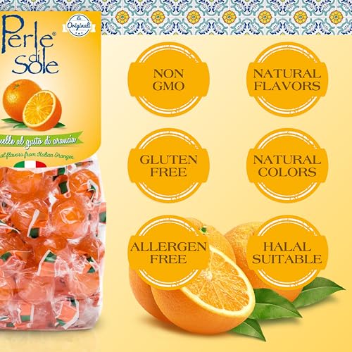 Perle di Sole Sorrento Orange Drops — Italian Hard Candy (7 oz / 200g)