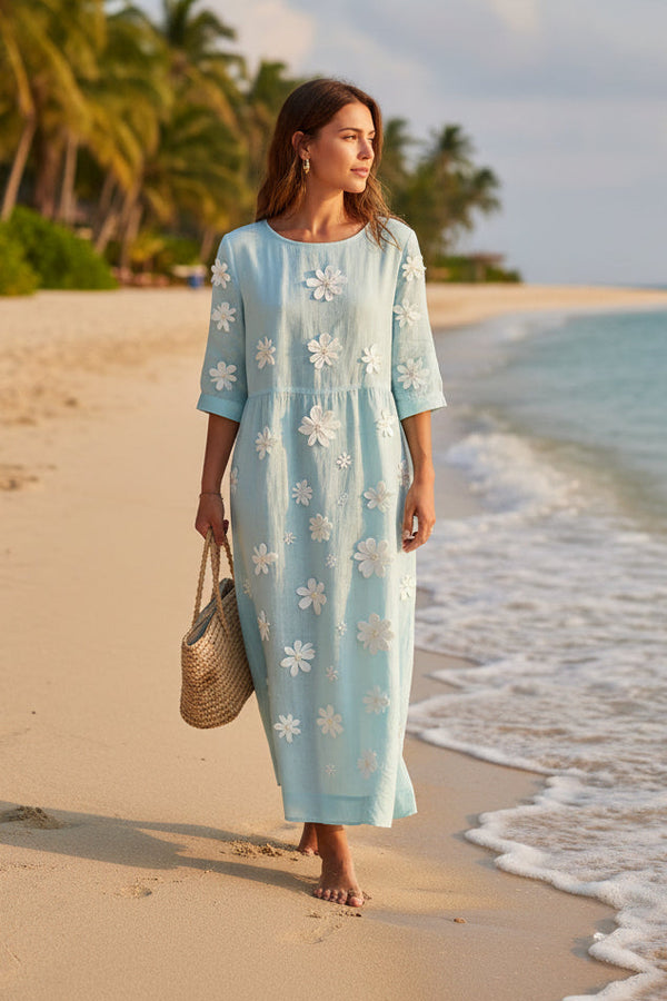 Women's Plus-Size Patchwork Maxi Dress – Relaxed Fit Casual Skirt