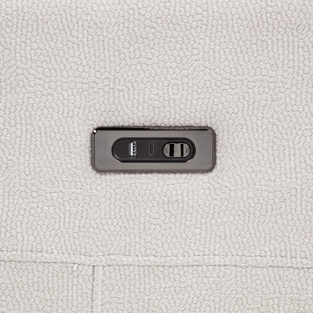 Kennett Chenille Upholstered Power Reclining Sofa Ivory