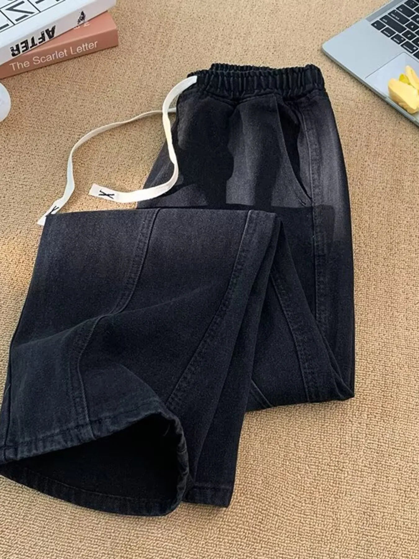 Men's Plus Size Elastic Waist Wide Leg Jeans