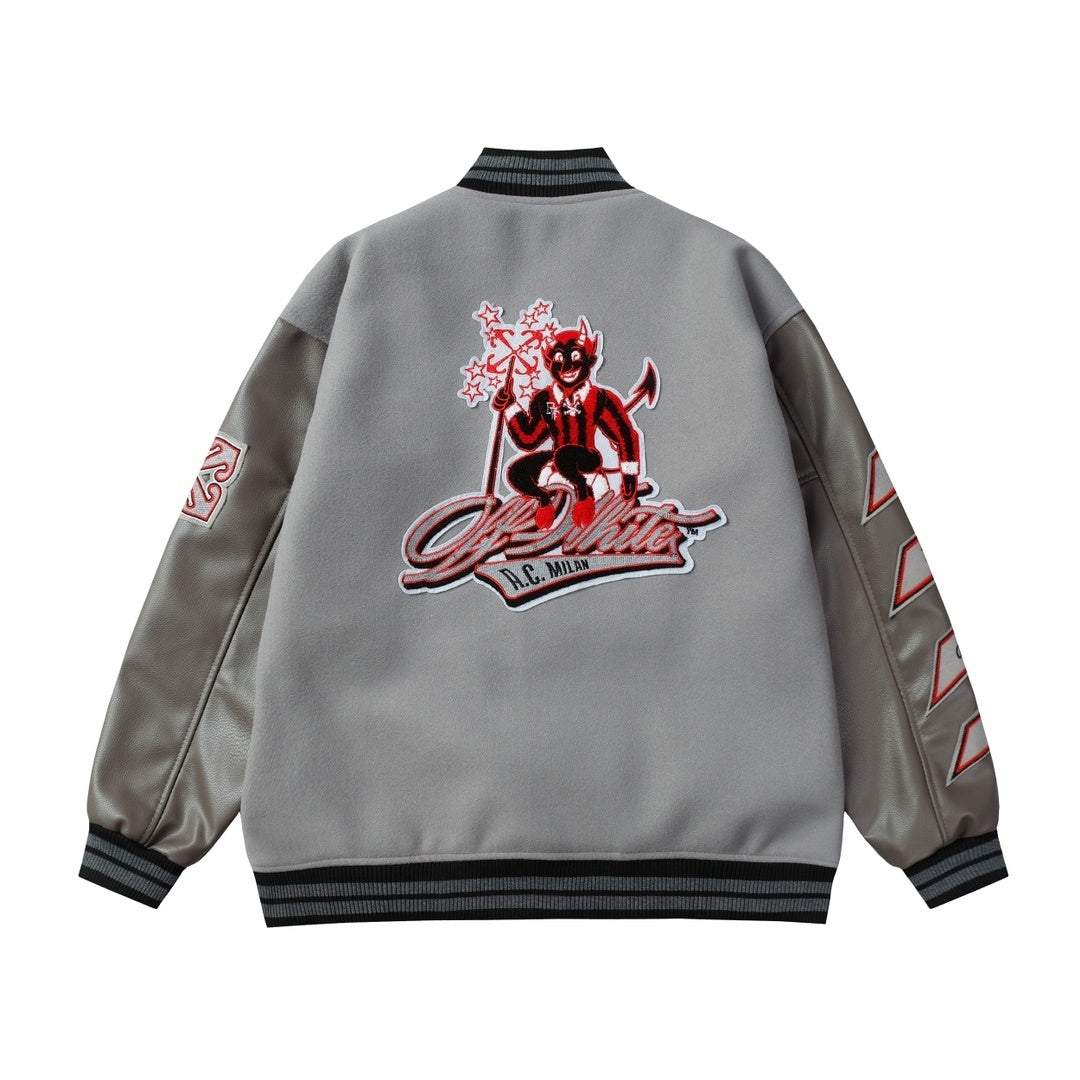 AC Milan Off-White Gray Varsity Wool Jacket