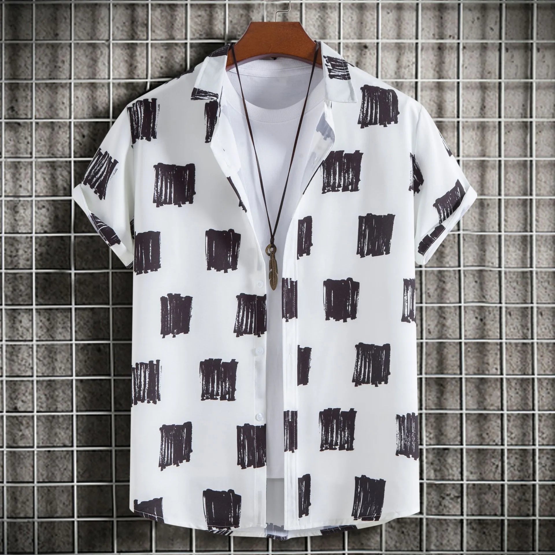 Men's Plus Size Casual Printed Short Sleeve Shirt