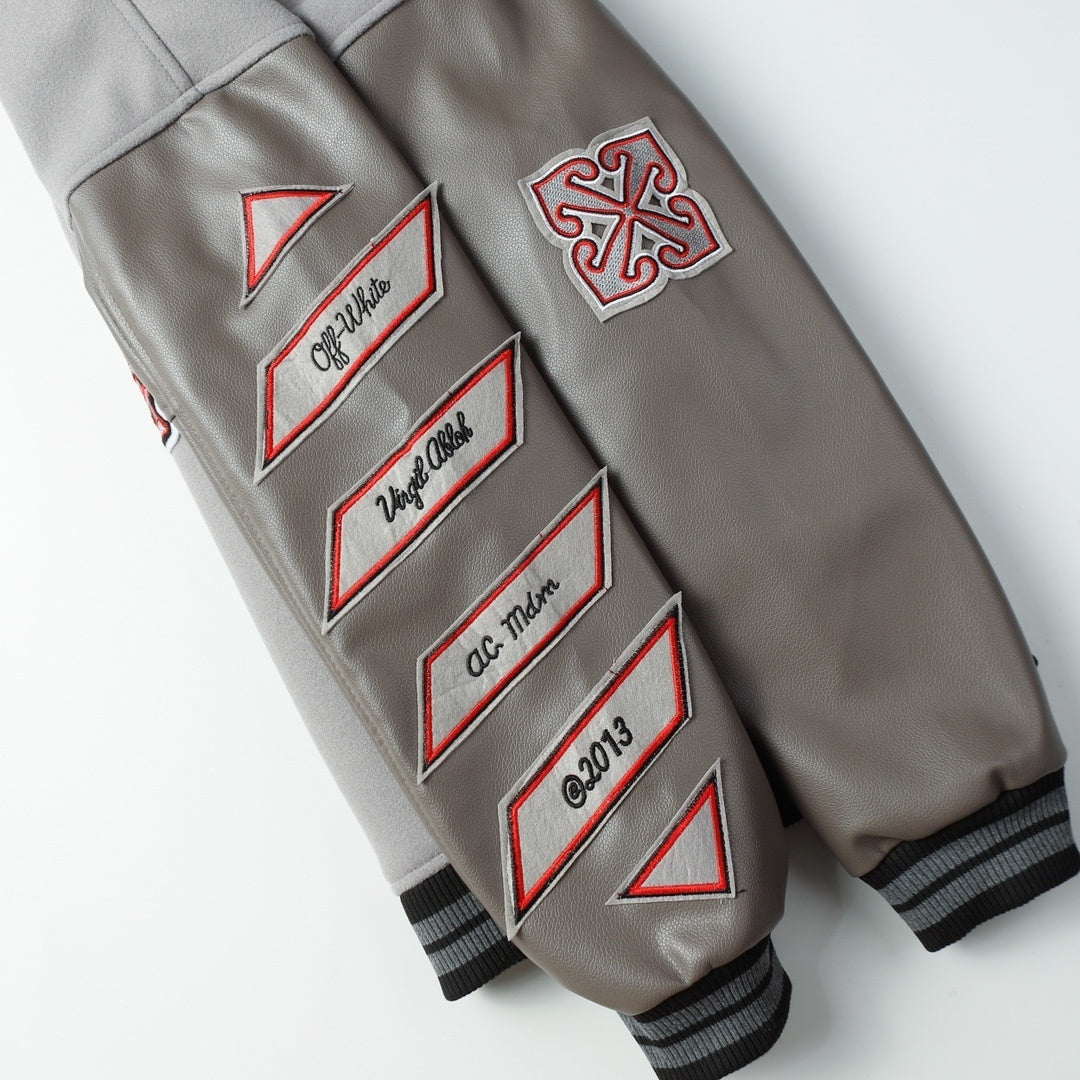 AC Milan Off-White Gray Varsity Wool Jacket