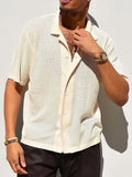 Men's Full Size Openwork Button Down Collared Neck Shirt Plus Size