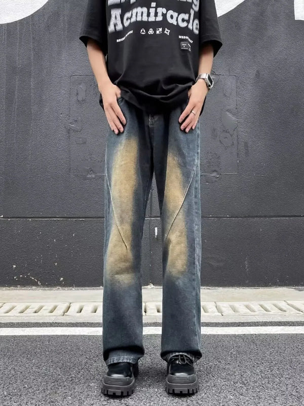 Men's Plus Size Wash Straight Leg Jeans