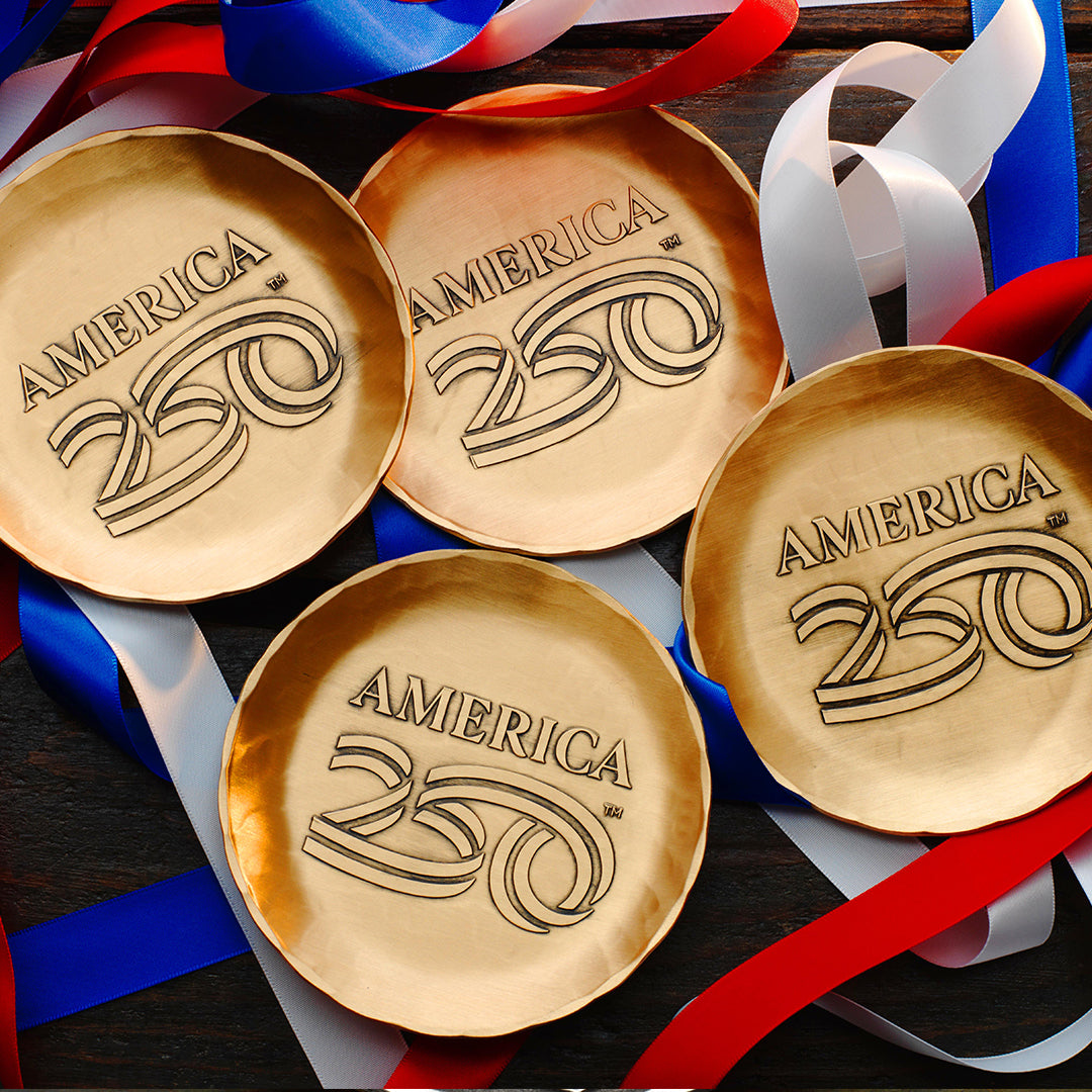 America250 4-Piece Commemorative Coaster Set with Caddy (Bronze)