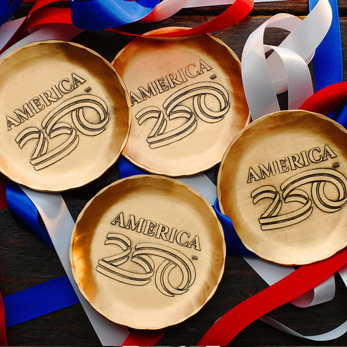 America250 4-Piece Commemorative Coaster Set with Caddy (Bronze)