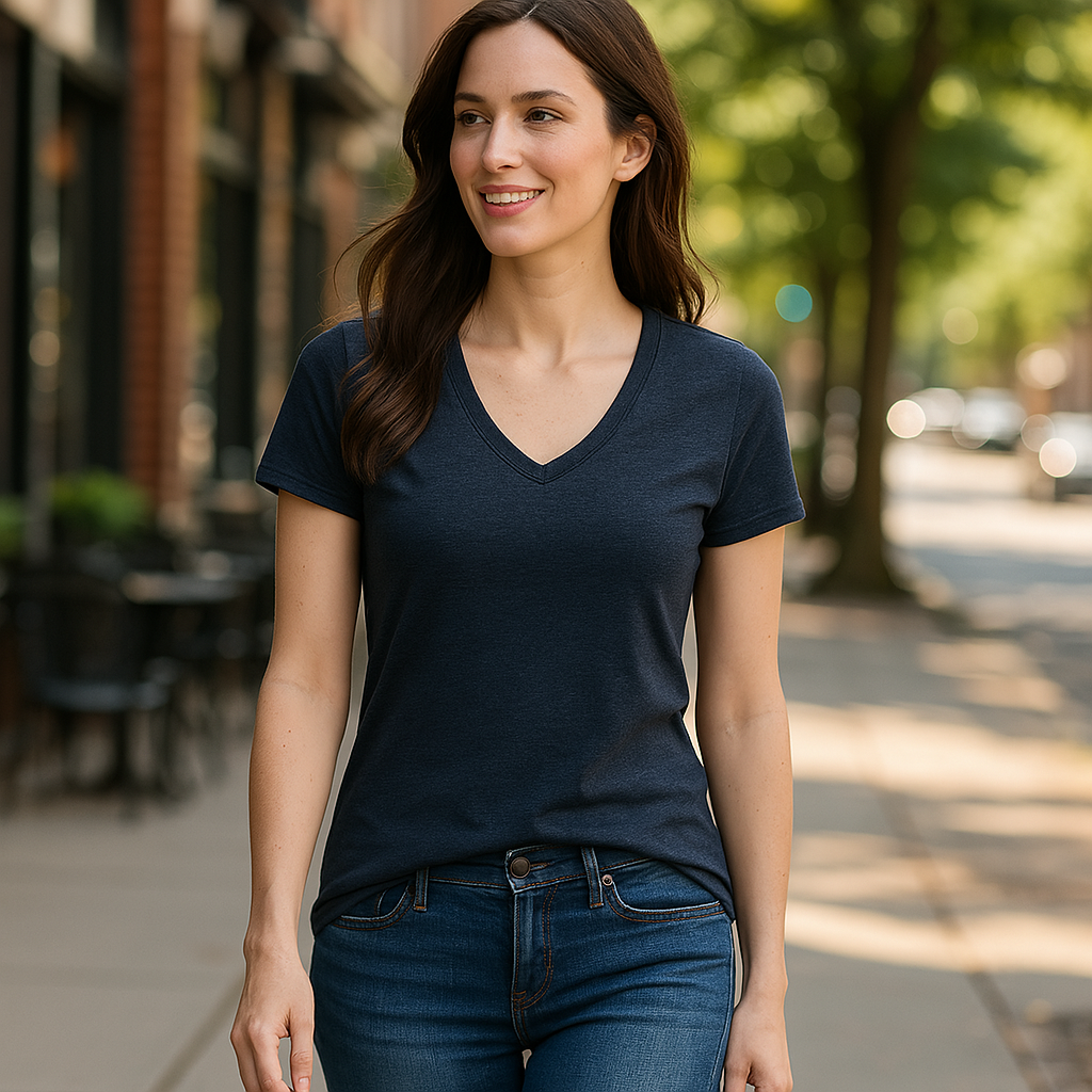 Clementine Apparel Womens Ladies Curvy Plus V-Neck T-Shirt