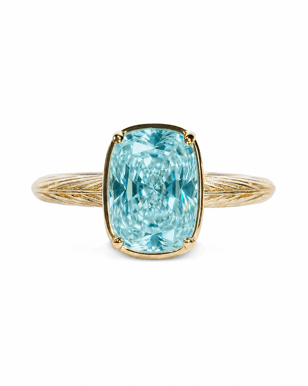 Sterling Silver Mini Aquamarine Elongated Cushion Ring