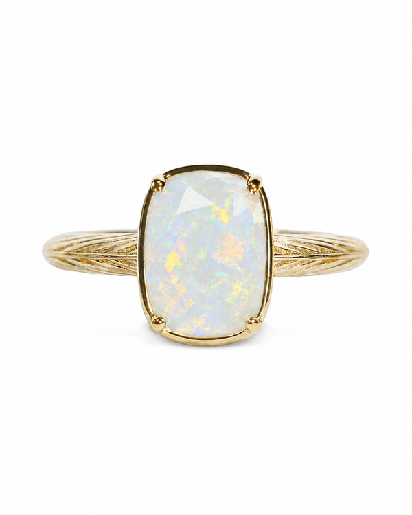 Sterling Silver Mini Opal Elongated Cushion Ring