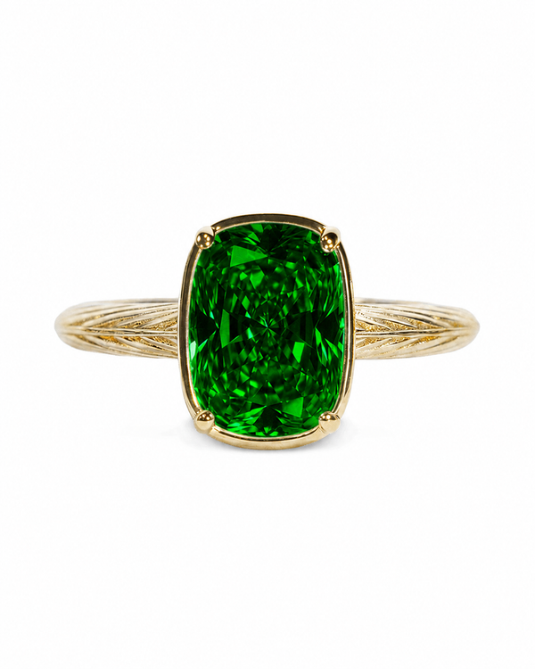 Sterling Silver Mini Emerald Elongated Cushion Ring