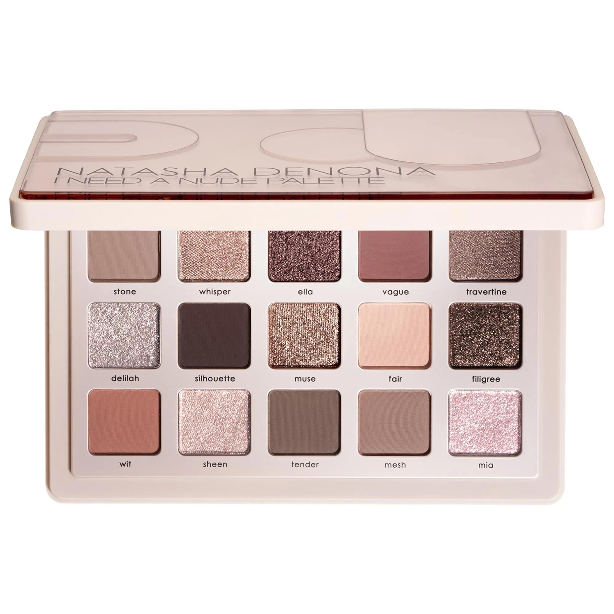 Natasha Denona I Need a Nude Eyeshadow Palette: Cool Toned, Matte, Metallic, Sparkling - Cruelty-Free, High Pigment Eyeshadows for All Skin Tones