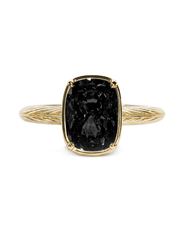 Sterling Silver Mini Black Elongated Cushion Ring