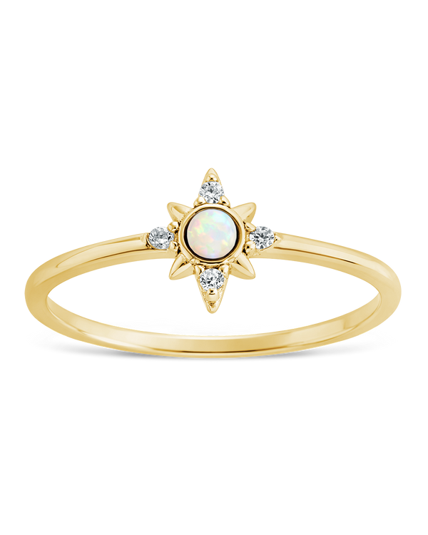 Sterling Silver White Opal Sparkle Ring