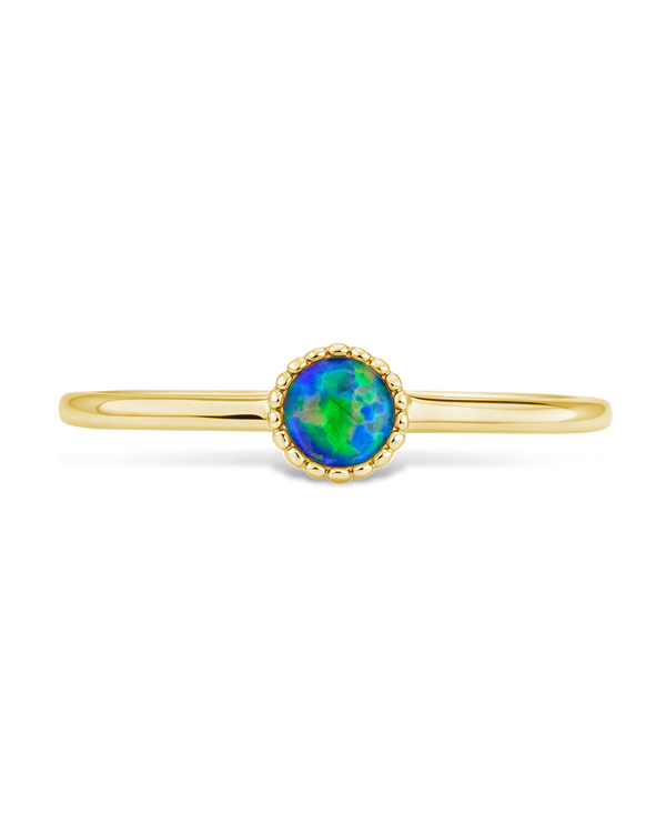 Sterling Silver Green Opal Solitaire Ring