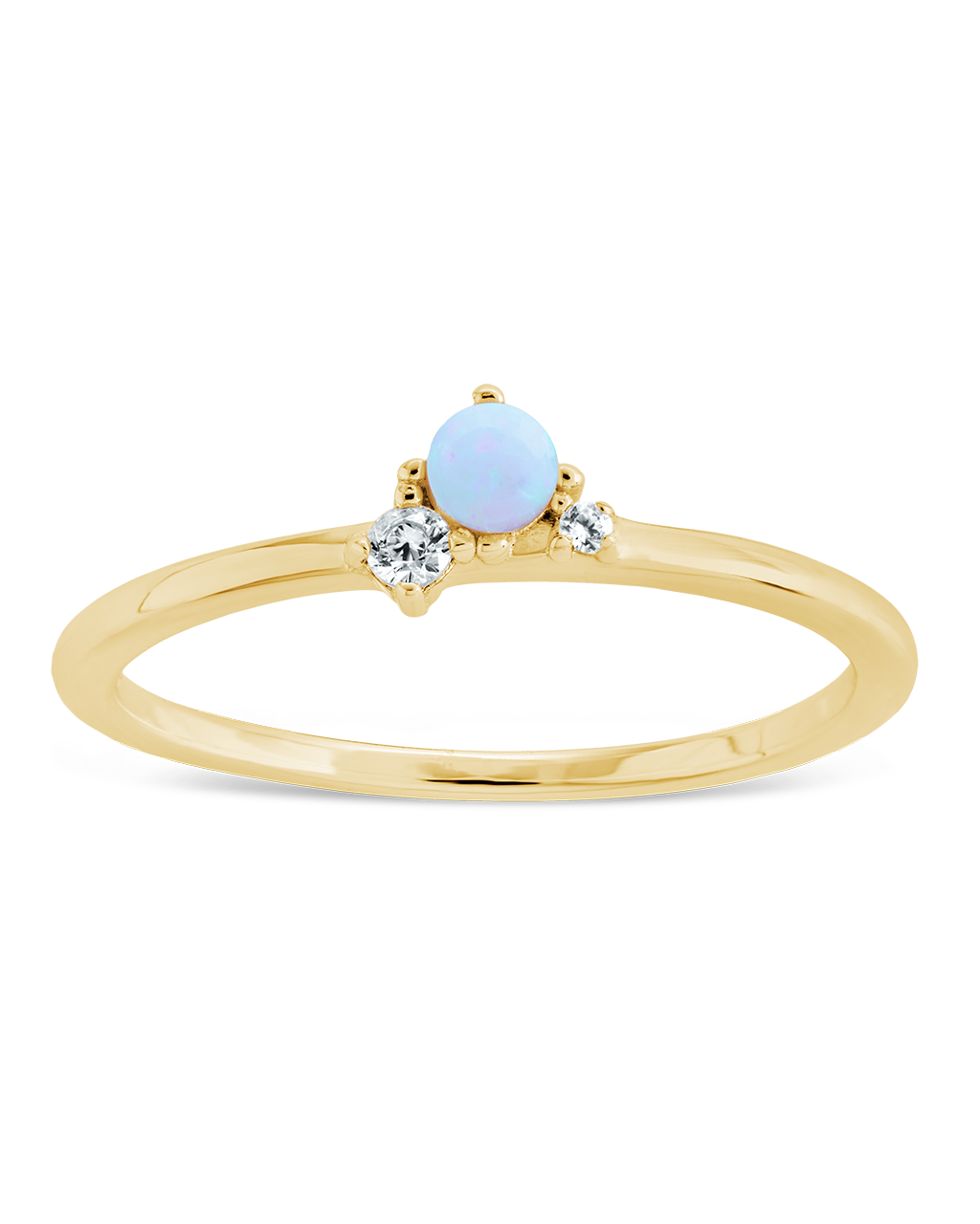 Sterling Silver Blue Opal Trio Ring