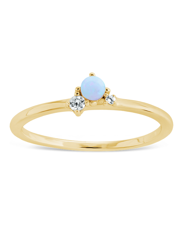 Sterling Silver Blue Opal Trio Ring