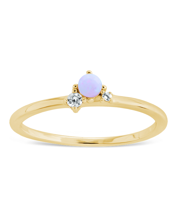 Sterling Silver Pink Opal Trio Ring