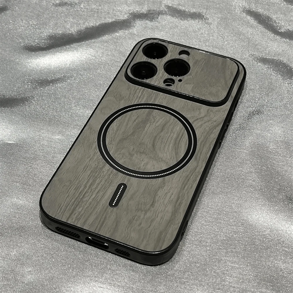Luxury Wood Grain Magsafe Shockproof iPhone Case