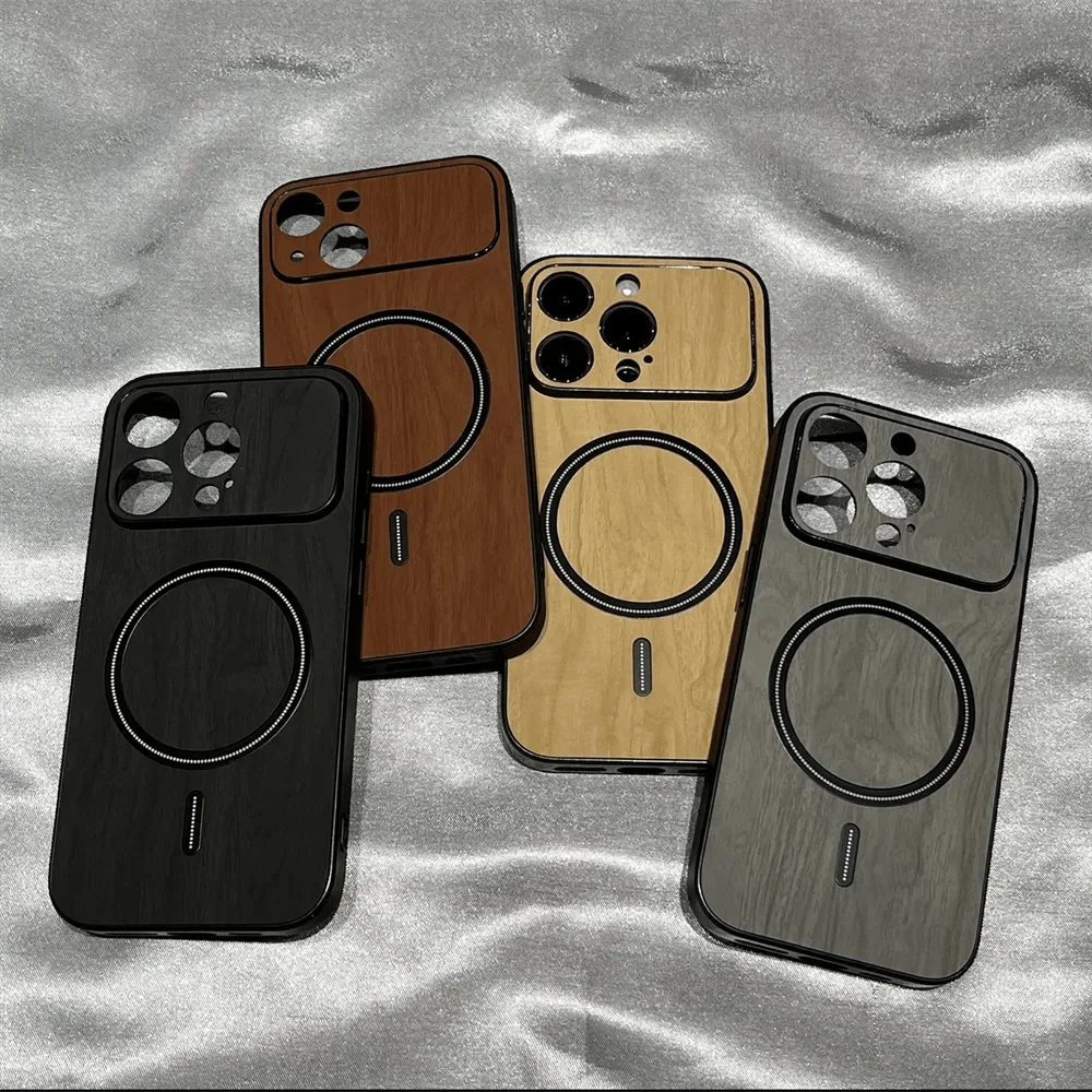 Luxury Wood Grain Magsafe Shockproof iPhone Case