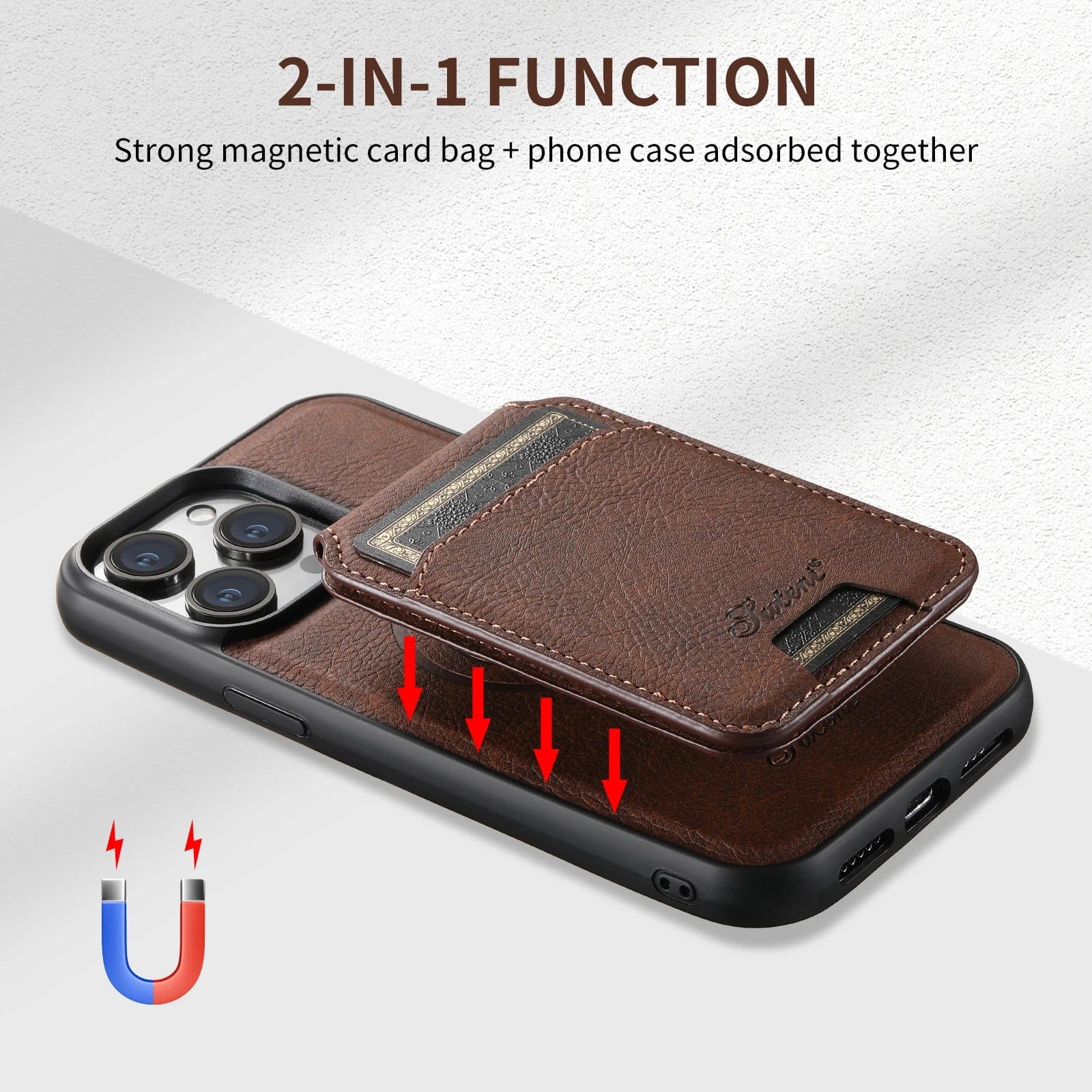 Leather Magnetic Wallet iPhone Case