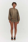 FABIO VOILE JACKET IN CREAM AND MOCHA