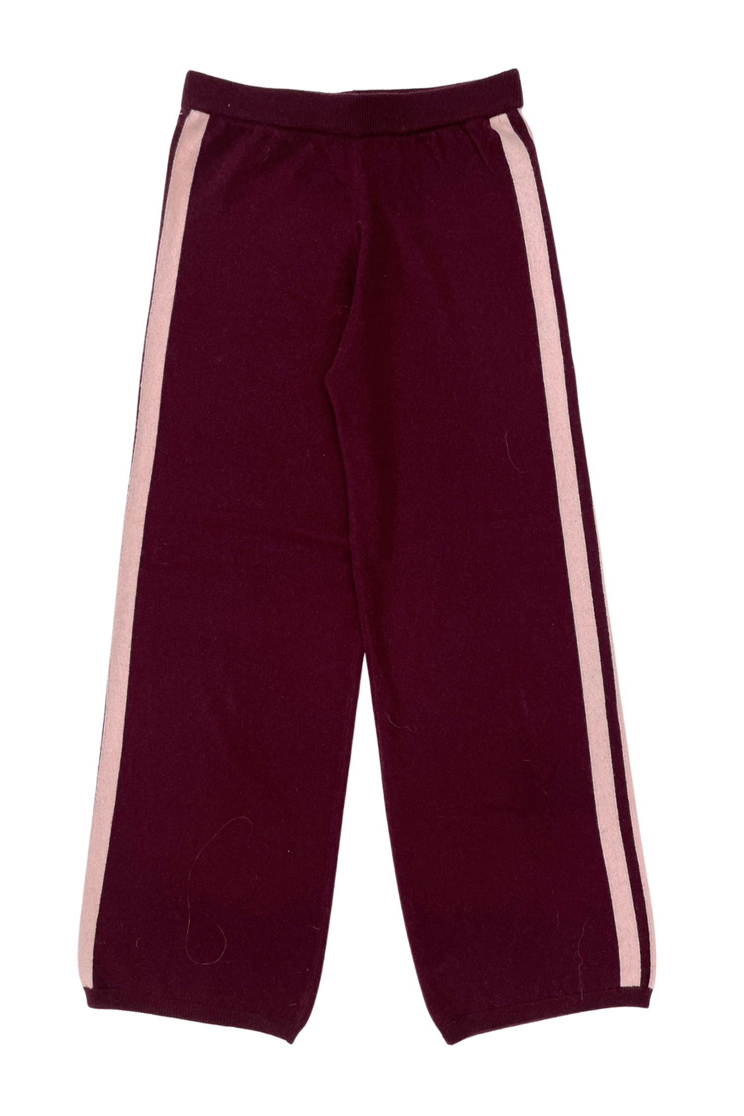 CASHMERE WOOL STRIPE WIDE-LEG PANT IN RASPBERRY