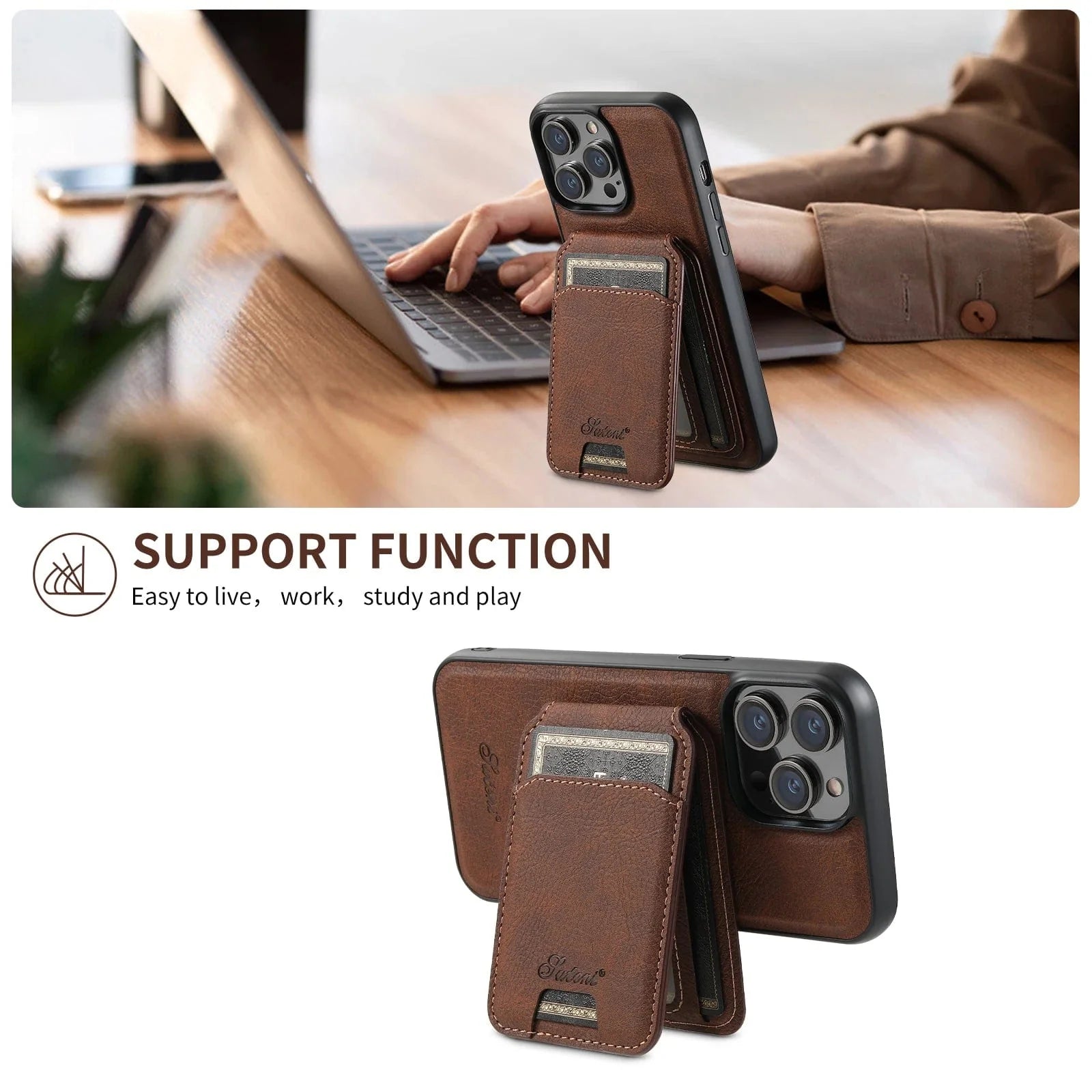 Leather Magnetic Wallet iPhone Case