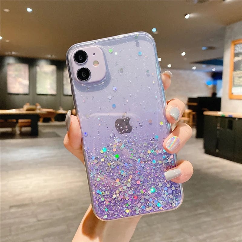 Cute Gradient Sequins Clear Glitter iPhone Case