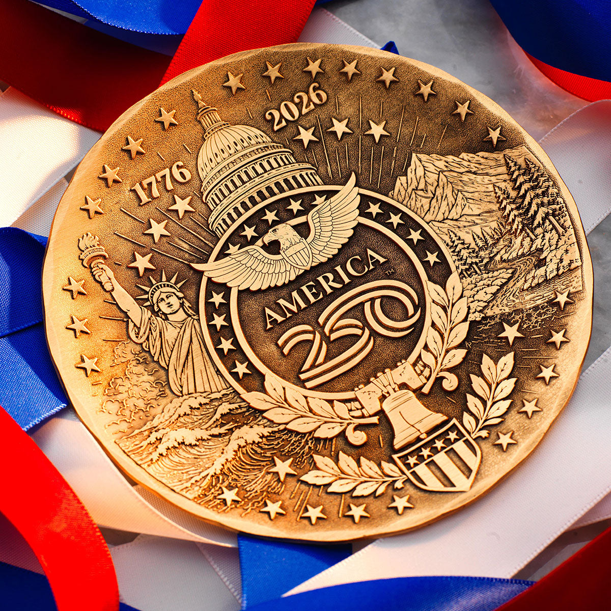 America250 Sea to Shining Sea 4-piece Coaster Set (Bronze)