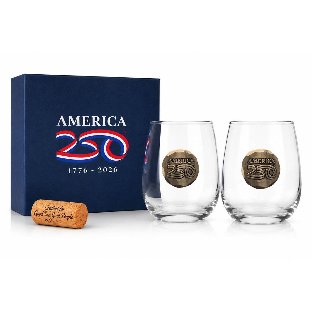America250 2-Piece Wine Glass Commemorative Gift Set (Bronze)