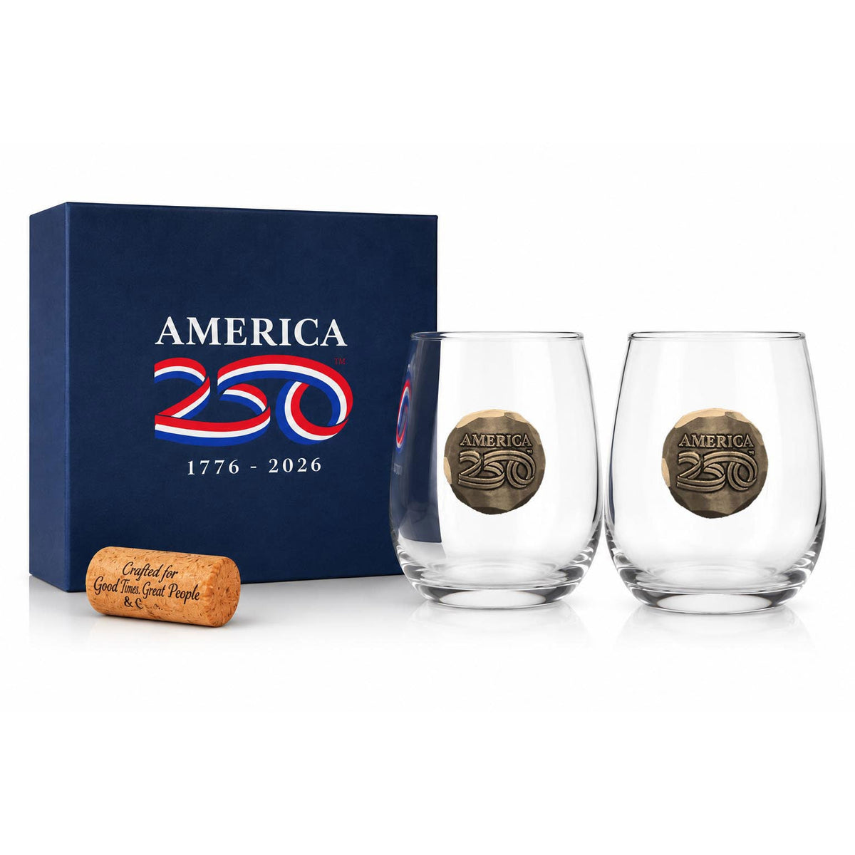 America250 2-Piece Wine Glass Commemorative Gift Set (Bronze)