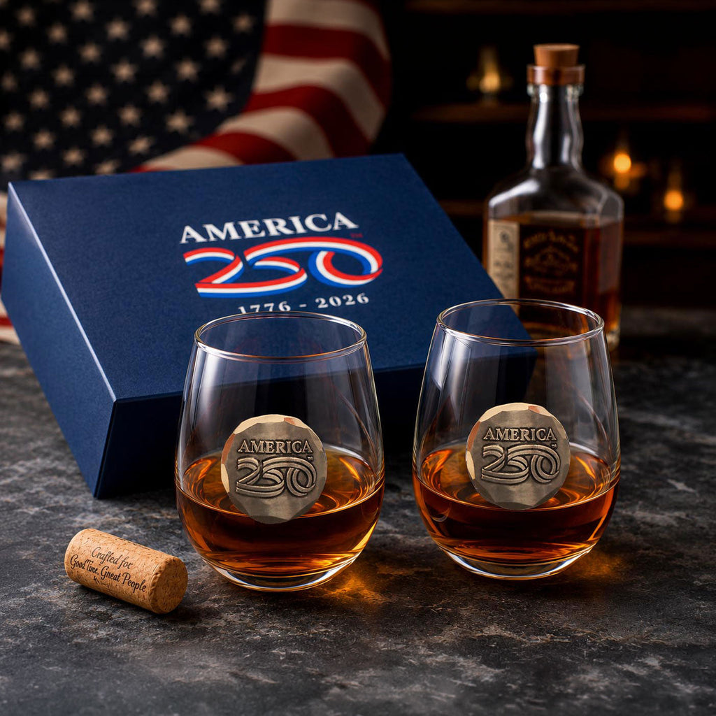 America250 2-Piece Wine Glass Commemorative Gift Set (Bronze)
