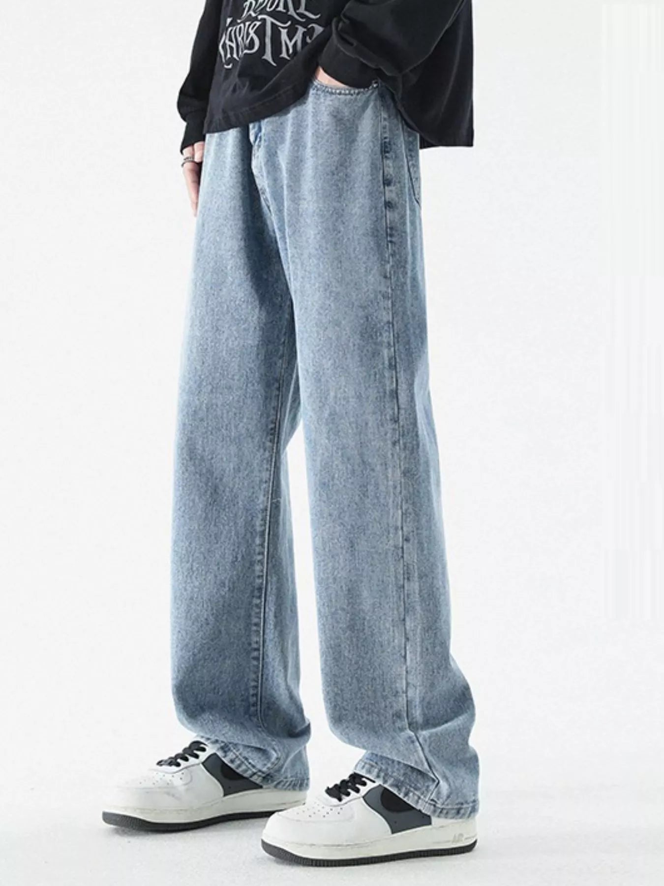 Men's Full Size Loose Fit Wash Jeans Plus Size