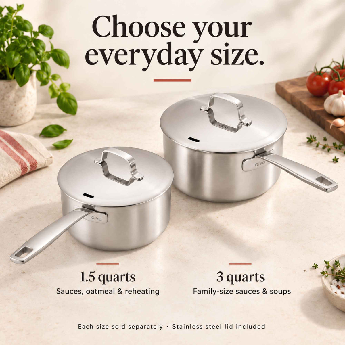 5-Ply Stainless Saucepan with Lid