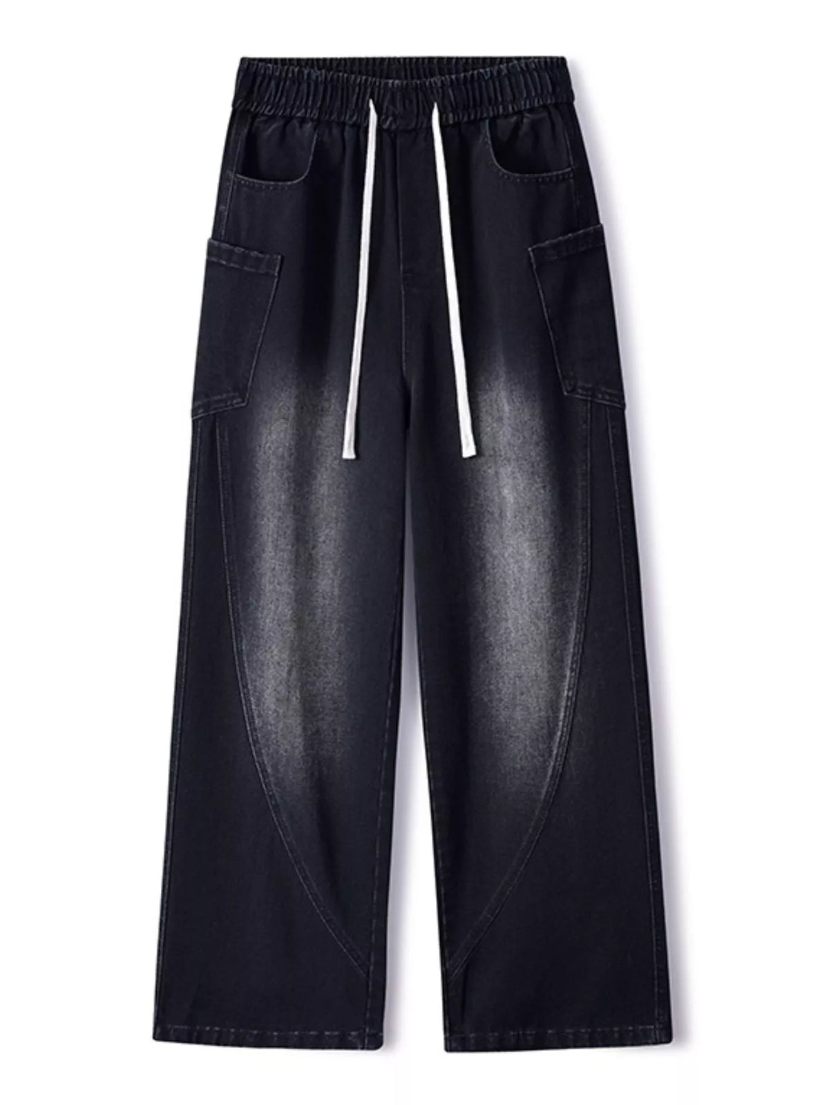 Men's Full Size Wide Leg Wash Denim Jeans Plus Size
