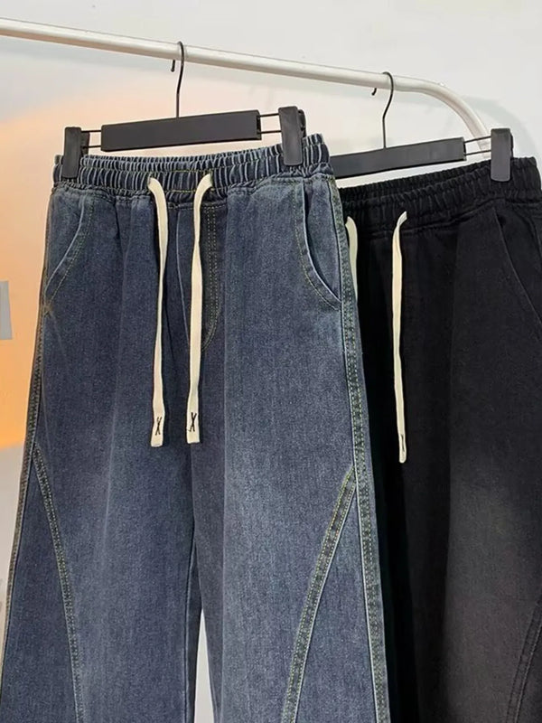 Men's Plus Size Elastic Waist Wide Leg Jeans