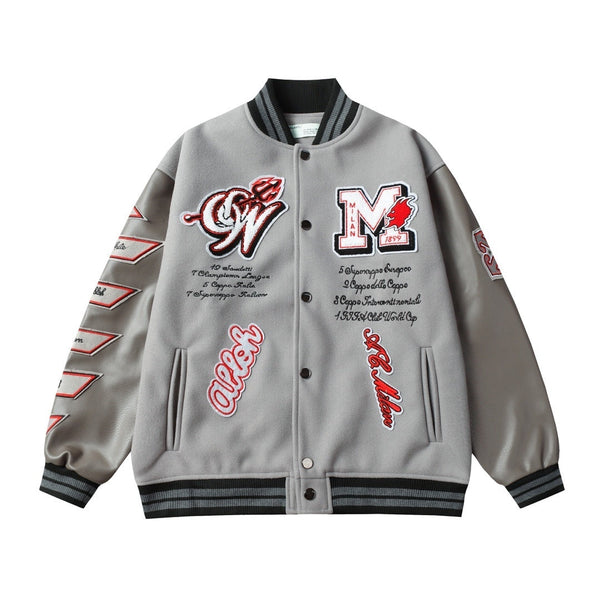 AC Milan Off-White Gray Varsity Wool Jacket